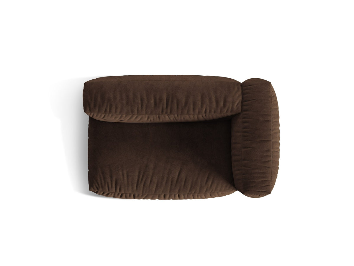 Modulares Zweisitzer-Sofa Martina von Micadoni in Schokolade mit Stoffbezug Vogue und schwarzen Kunststoffbeinen, Frontalansicht.