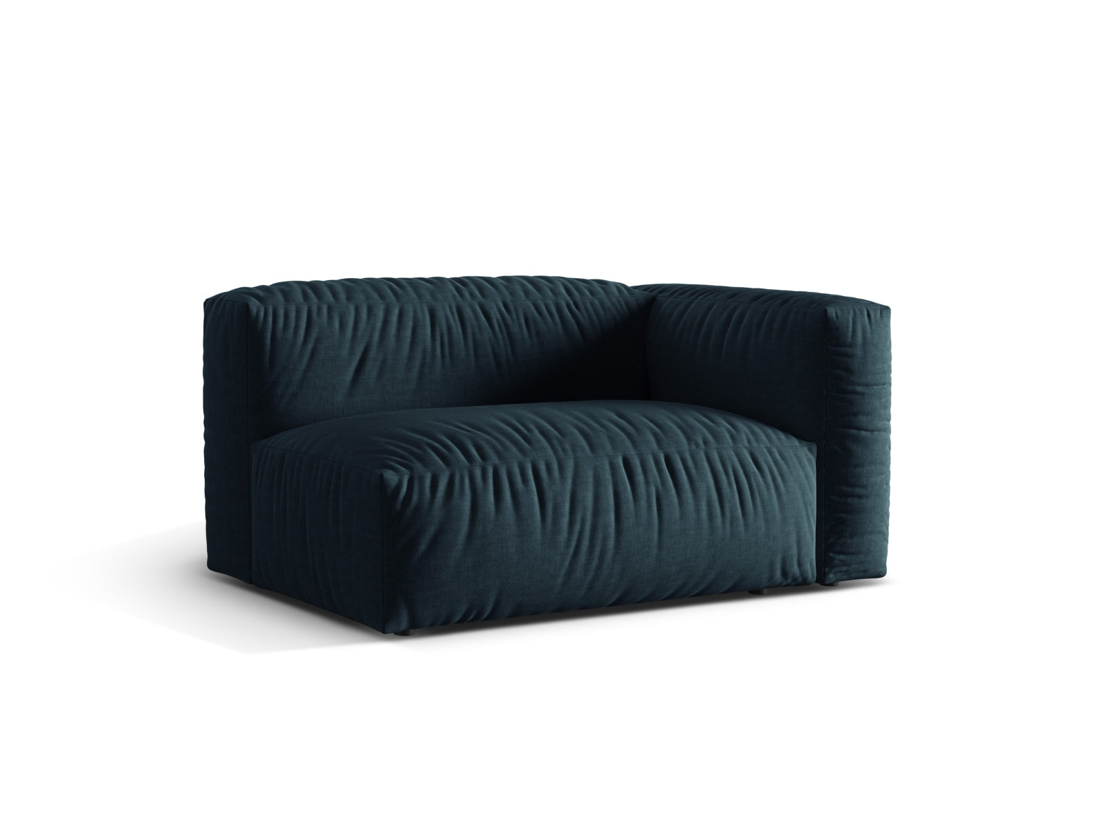 Eleganter rechter 1-Sitzer des Martina Moduls in Blue Jeans-Boston, ideal für stilvolle Wohnlandschaften und gemütliche Rückzugsorte.