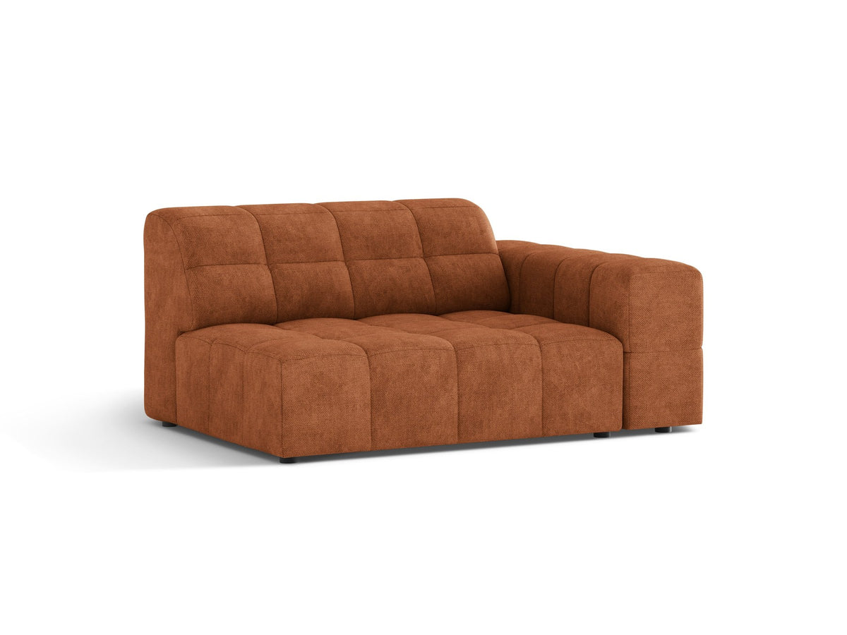 Modulares Sofa Jennifer von Micadoni in leichtem Beige, Bezug aus Eden-Chenille mit 3D-Struktur, schwarze Kunststoffbeine, rechtsseitige Ausrichtung.