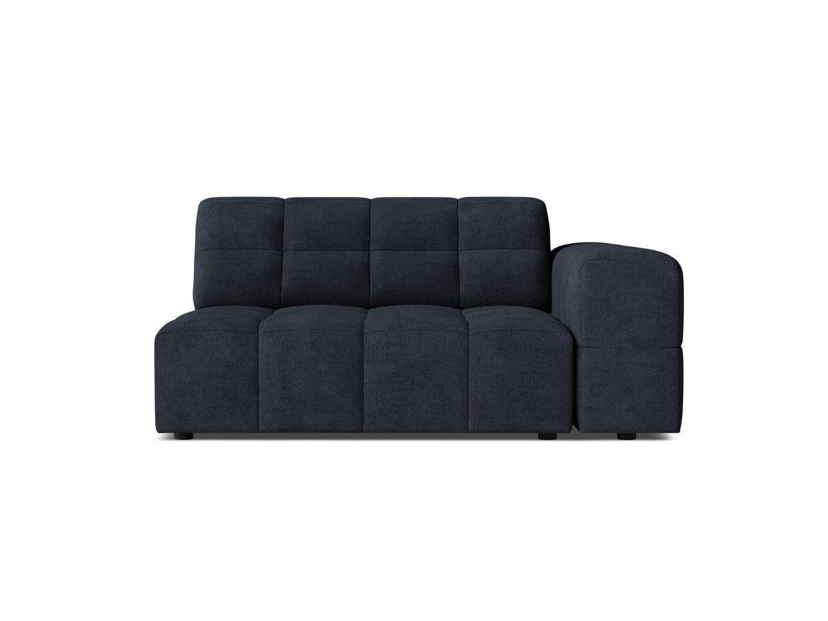 Modulares Sofa Jennifer von Micadoni in leichtem Beige, Bezug aus Eden-Chenille mit 3D-Struktur, schwarze Kunststoffbeine, rechtsseitige Ausrichtung.