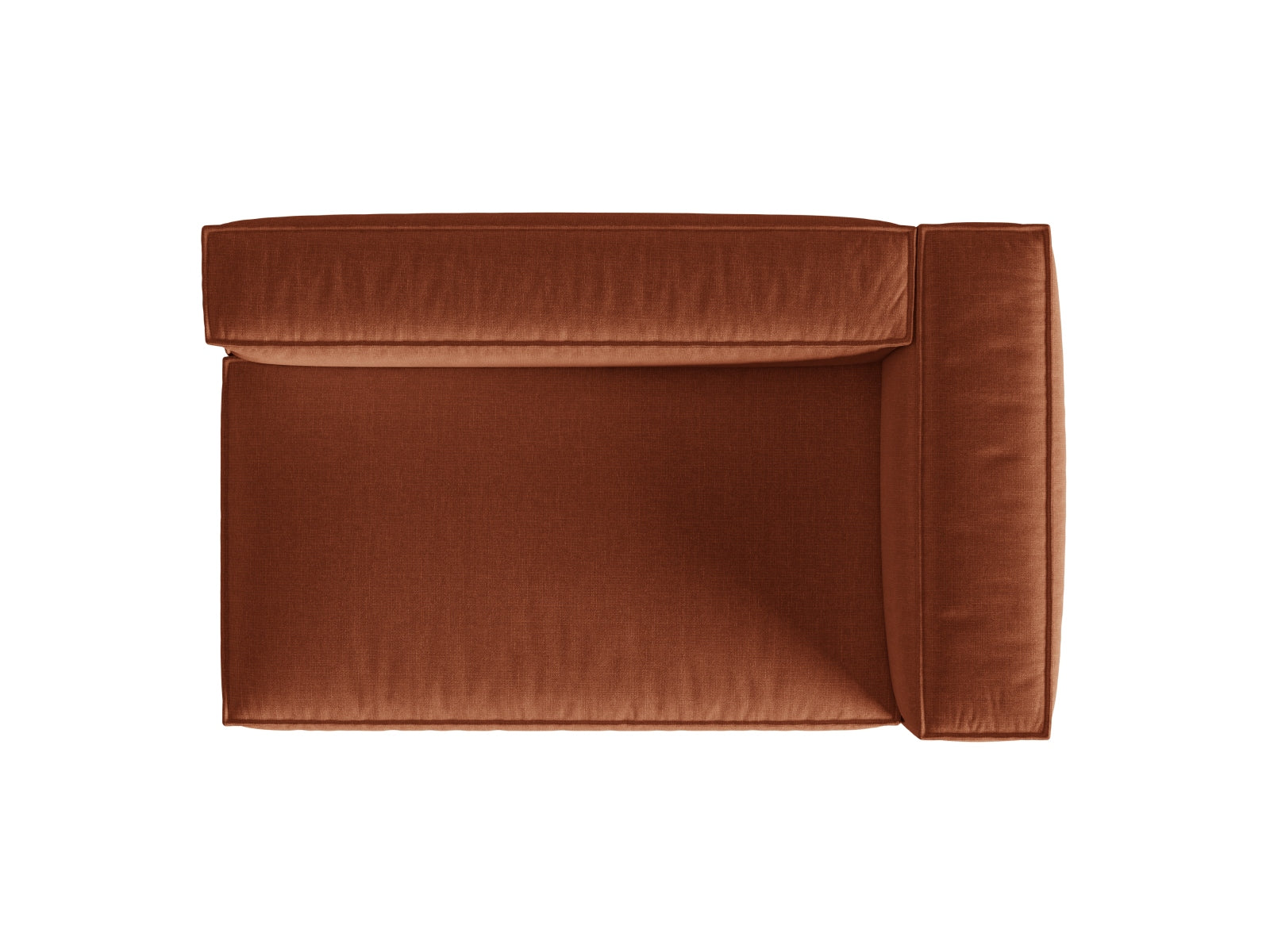 Modulares 3-Sitzer Sofa Nuria in stilvollem Ziegelrot, perfekt für gemütliche Wohnzimmer und moderne Einrichtungskonzepte.