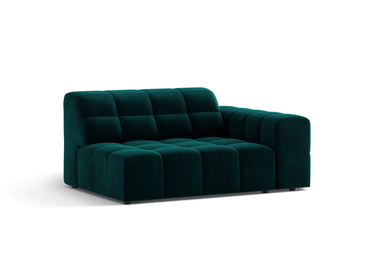 Modulares Sofa Jennifer von Micadoni in leichtem Beige, Bezug aus Eden-Chenille mit 3D-Struktur, schwarze Kunststoffbeine, rechtsseitige Ausrichtung.