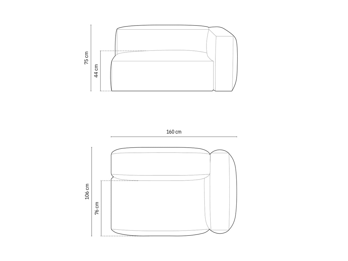 Doppelsitz-Sofa rechts Martina in Graphite-Monet präsentiert im Onlineshop von KAQTU Design AG. Modulares Sofa ist von Micadoni