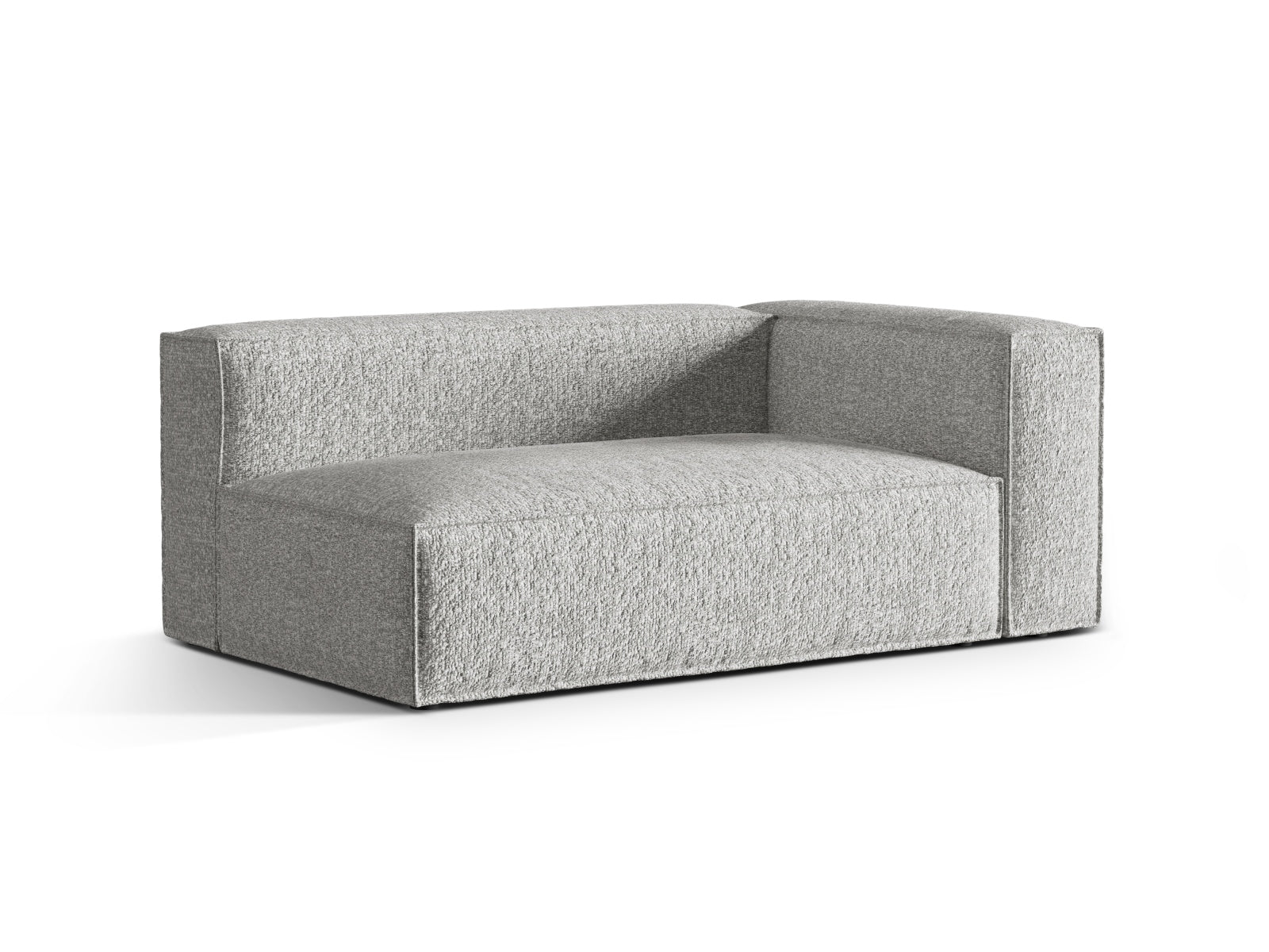 Elegantes Nuria Boucle 3-Sitzer Sofa in Silber-Monet, ideal für moderne Wohnräume, erhältlich bei KAQTU Design AG.