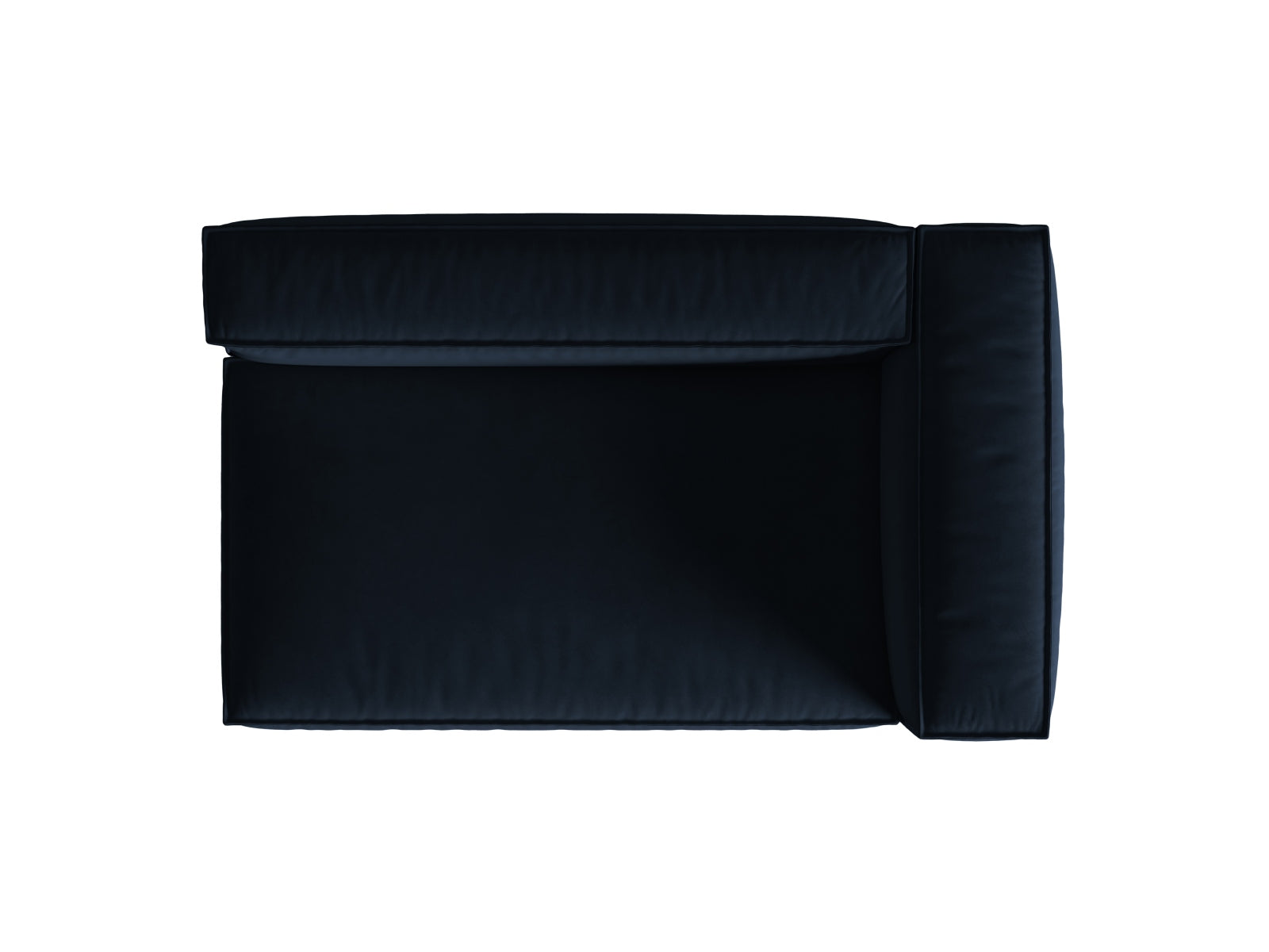Elegantes, rechteckiges Nuria Velour Modular Sofa in tiefem Blau, 3-Sitzer, ideal für stilvolle Wohnräume und entspannte Abende.