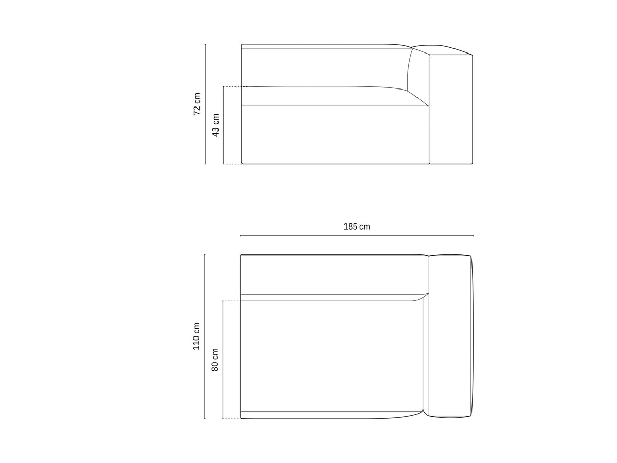 Nuria Velour Modular Sofa rechts 3 Sitzer in Grey-Paris präsentiert im Onlineshop von KAQTU Design AG. Modulares Sofa ist von Micadoni