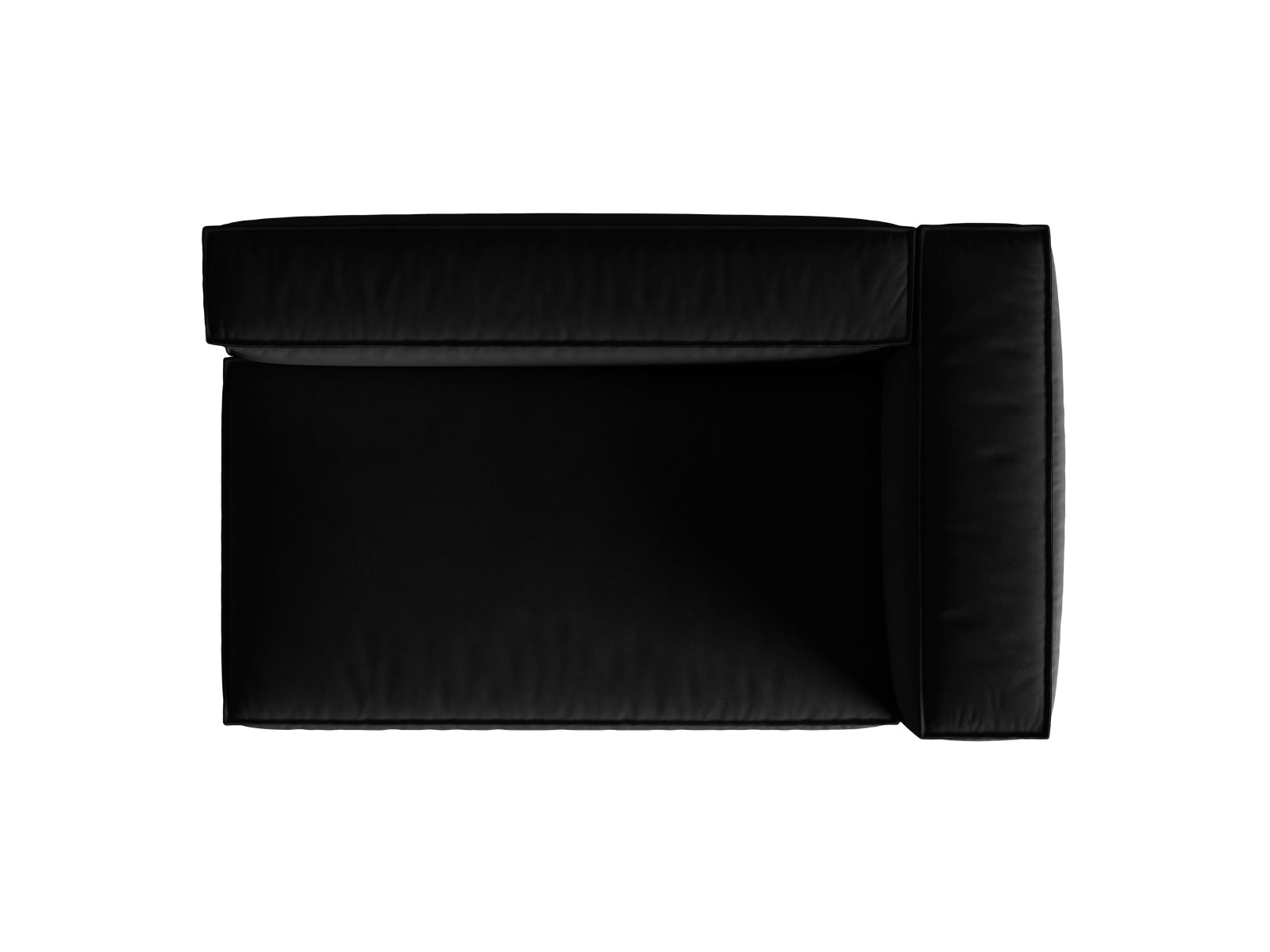 Elegantes, schwarzes Nuria Velour Sofa, 3-Sitzer mit rechter Armlehne, ideal für stilvolle Wohnräume und entspannte Stunden.