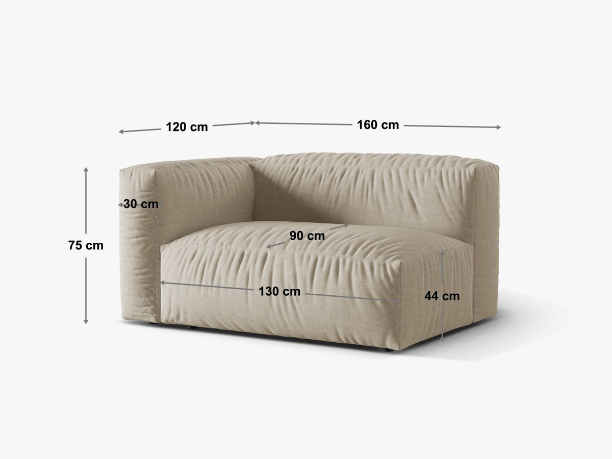 Doppelsitz-Sofa rechts XL Martina in Dark Beige-Boston präsentiert im Onlineshop von KAQTU Design AG. Modulares Sofa ist von Micadoni
