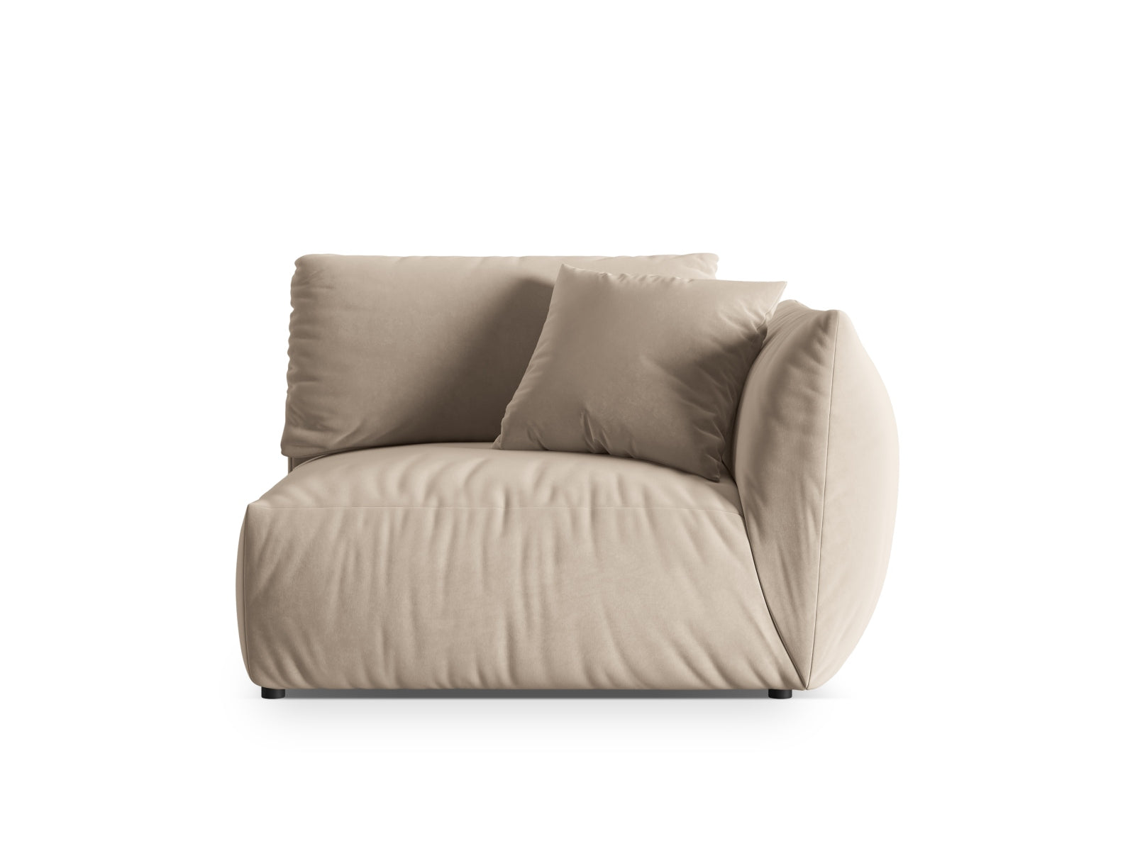Elegantes 1-Sitzer Modul Chris Velour in Ecru-Casino, ideal für stilvolle Wohnräume und kreative Sofa-Layouts.