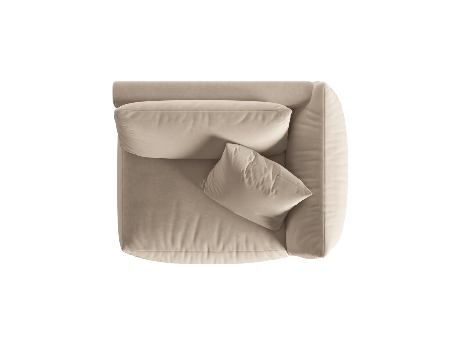 Rechtsseitiges 1-Sitzer Modul Chris Velour in Ecru-Casino, perfekt für individuelle Sofa-Kombinationen und moderne Einrichtungskonzepte.