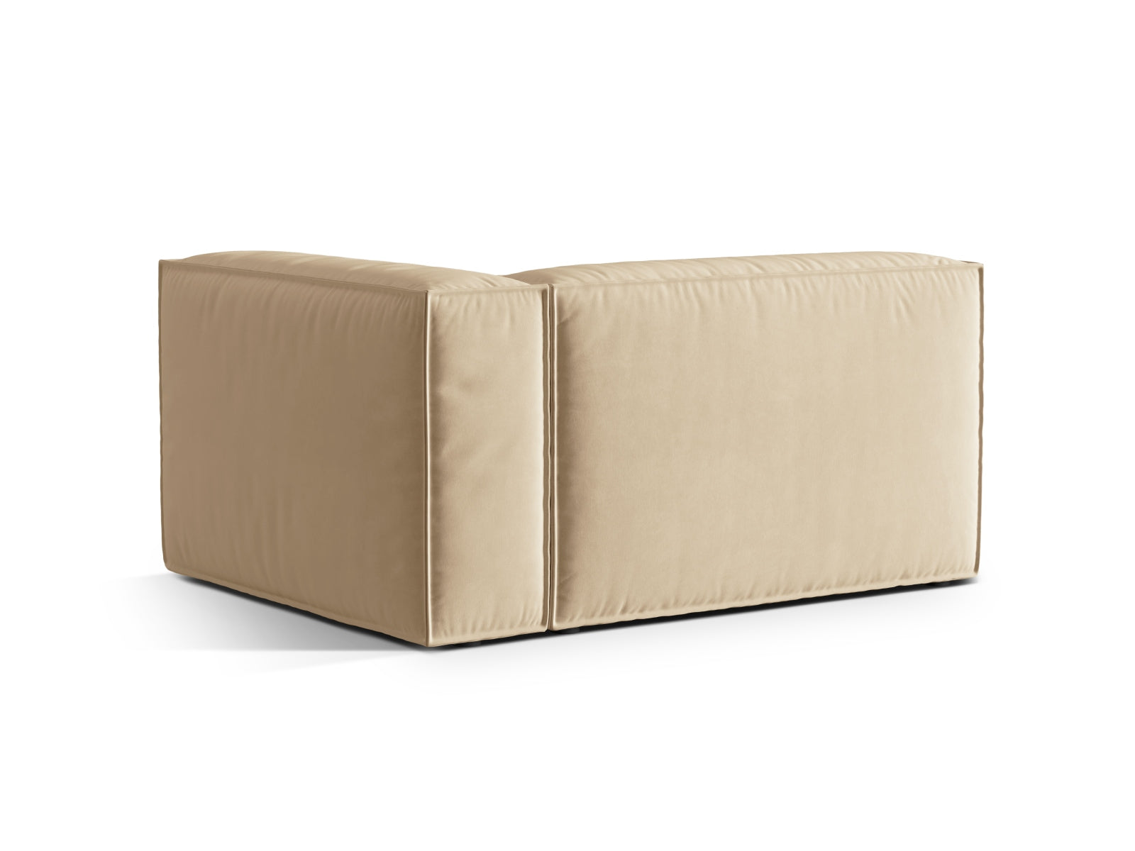 Stilvolles Nuria Velour Modular Sofa in sanftem Nude-Paris, 2-Sitzer mit rechter Armlehne, perfekt für moderne Wohnkonzepte.