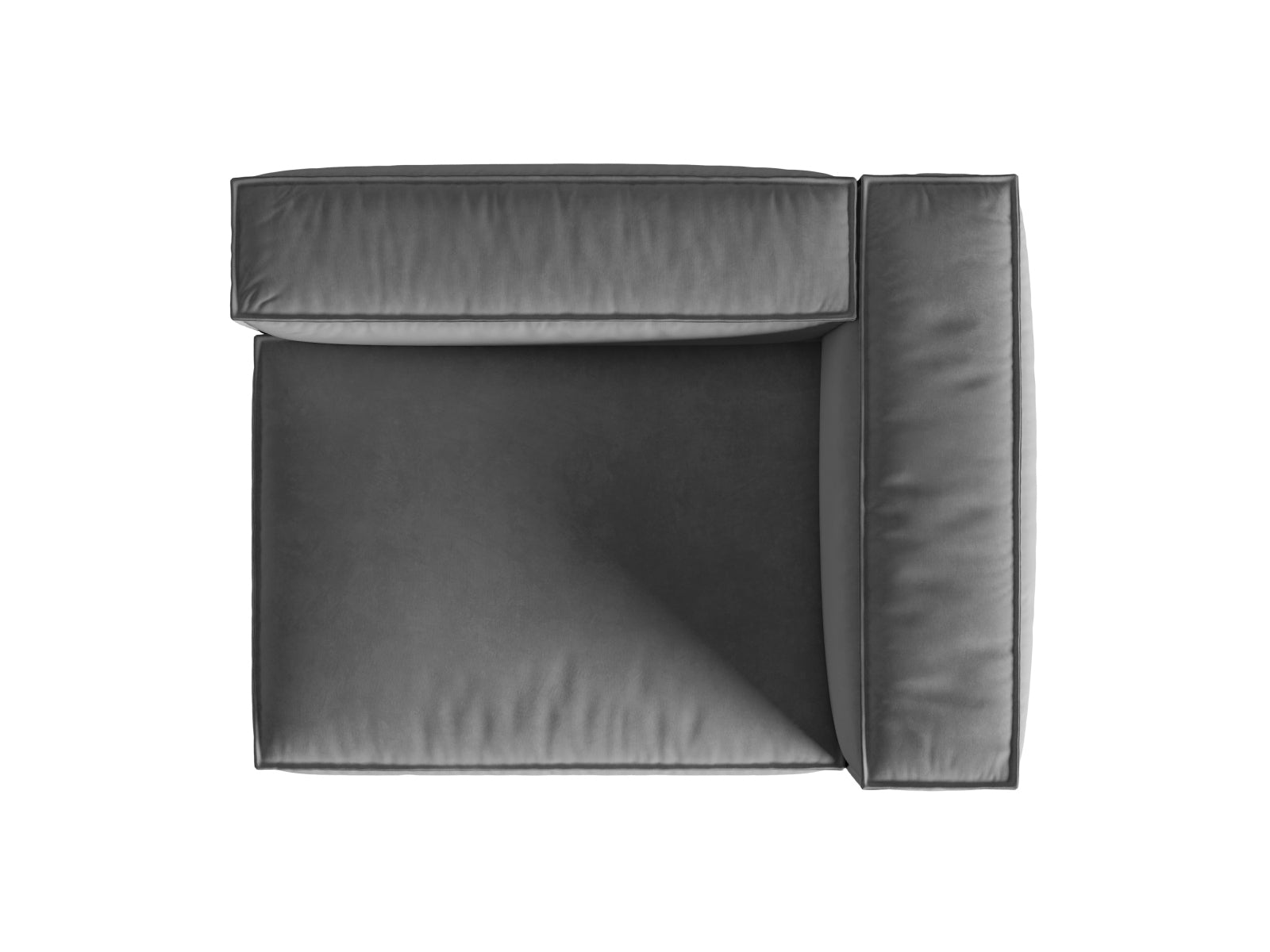 Elegantes Nuria Velour Modular Sofa in Grau, 2-Sitzer mit rechter Armlehne, ideal für stilvolle und einladende Wohnräume.