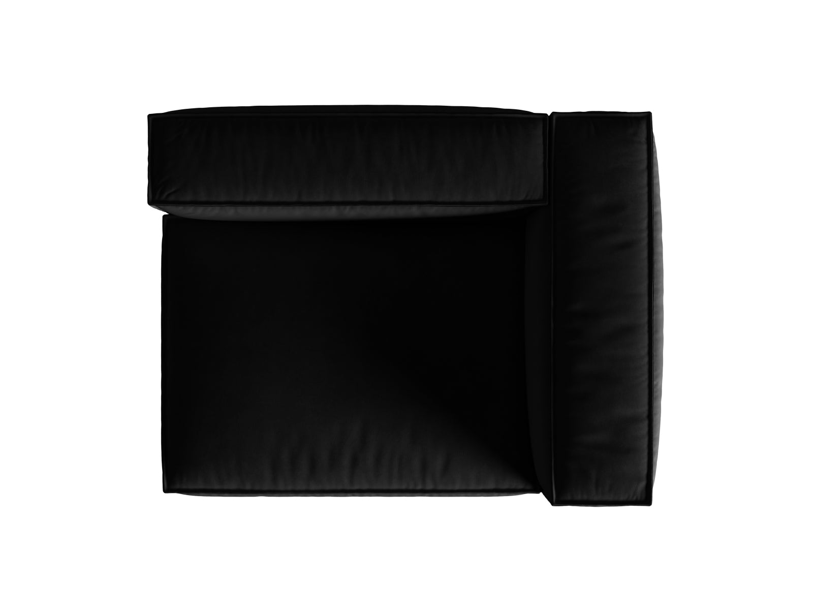 Elegantes, schwarzes 2-Sitzer Velour Sofa von Nuria, modular und rechtsseitig, ideal für moderne Wohnkonzepte und stilvolle Akzente.