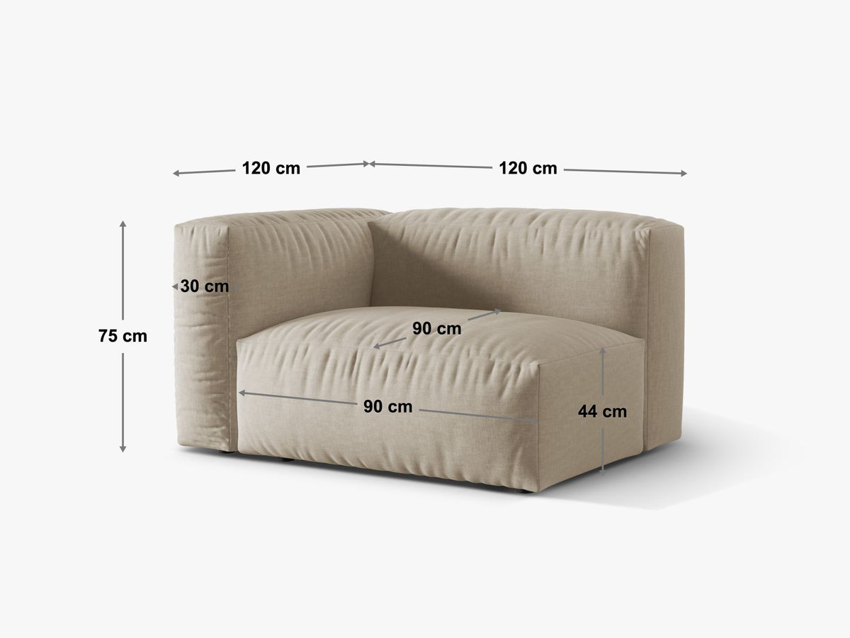 1-Sitzer Sofa Martina Wide XL rechts in Light Beige-Tilia präsentiert im Onlineshop von KAQTU Design AG. Modulares Sofa ist von Micadoni