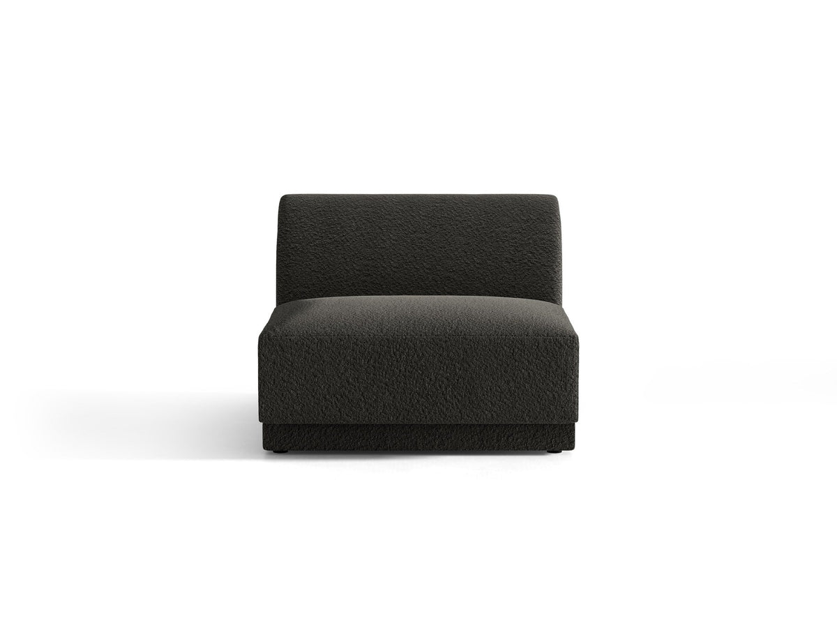 Einsitzer-Modul des Miley Sofas von Micadoni in Dunkelbeige, bezogen mit samtartigem Bluvel-Stoff, mit schwarzen Kunststofffüssen.