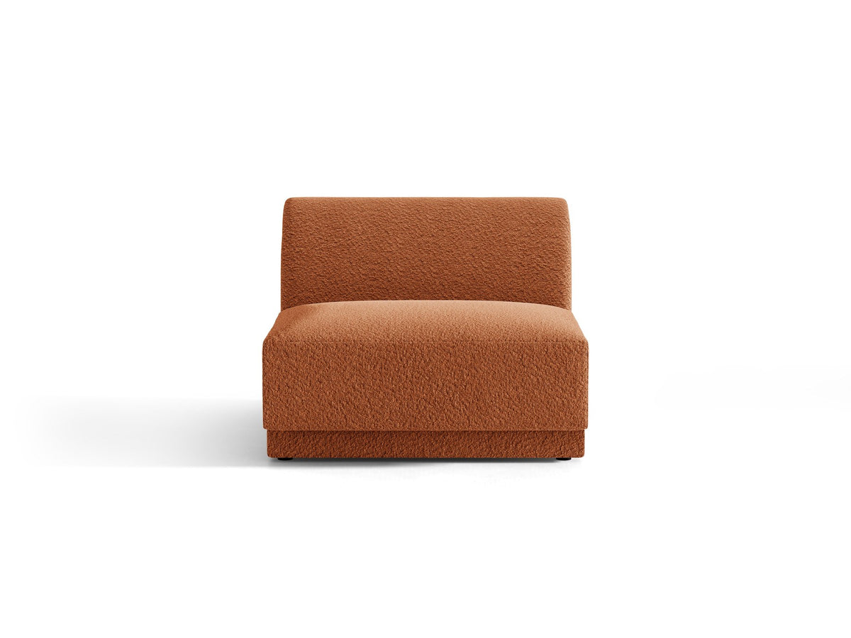 Einsitzer-Modul des Miley Sofas von Micadoni in Dunkelbeige, bezogen mit samtartigem Bluvel-Stoff, mit schwarzen Kunststofffüssen.