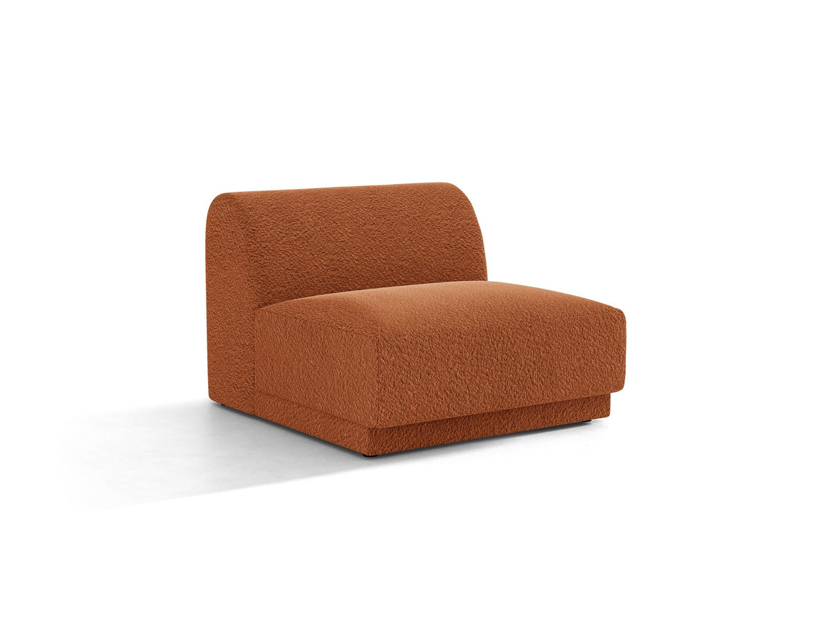 Einsitzer-Modul des Miley Sofas von Micadoni in Dunkelbeige, bezogen mit samtartigem Bluvel-Stoff, mit schwarzen Kunststofffüssen.