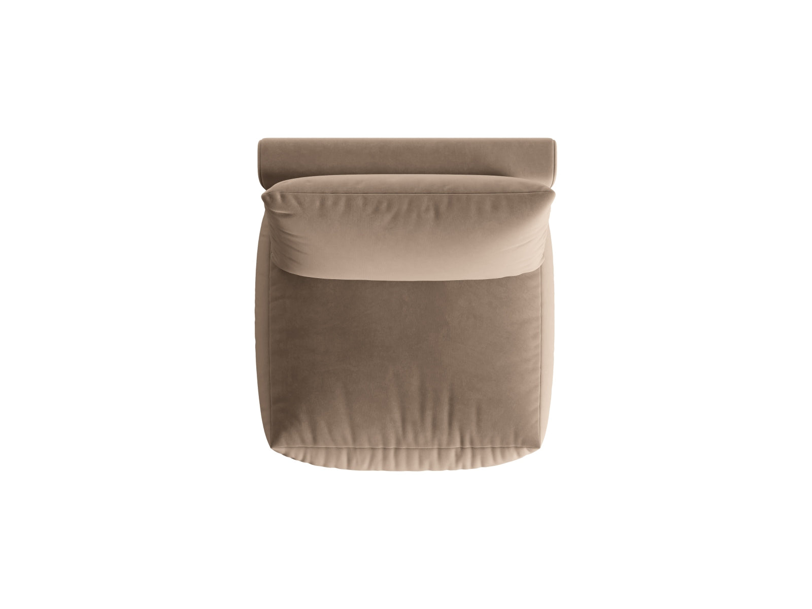 Eleganter Chris Velour Modul Armless 1 Sitzer in sanftem Braun, ideal für kreative Raumgestaltungen und flexible Sitzarrangements.