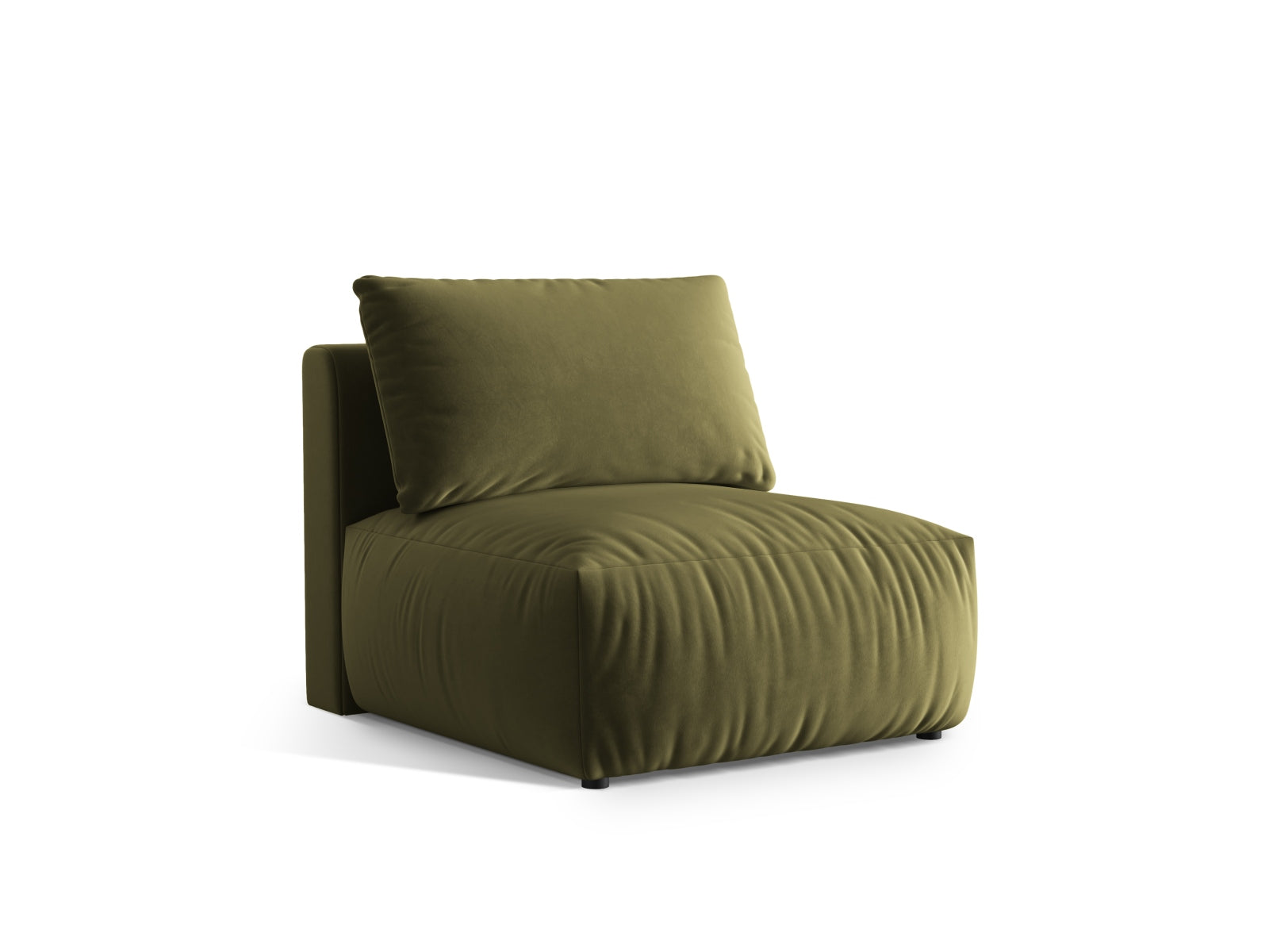 Eleganter Chris Velour Modul Armless 1 Sitzer in sanftem Hellgrün, ideal für stilvolle Wohnräume und flexible Sofa-Arrangements.