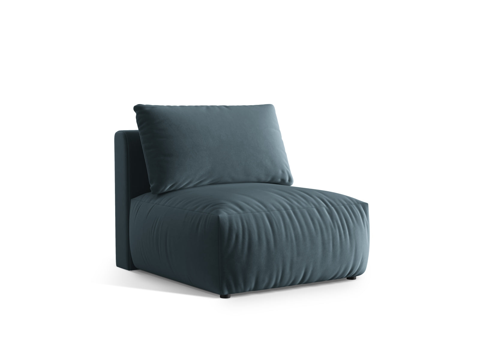 Eleganter Chris Velour Modul Armless 1 Sitzer in sanftem Pastellblau, ideal für stilvolle Wohnräume und flexible Sofa-Arrangements.