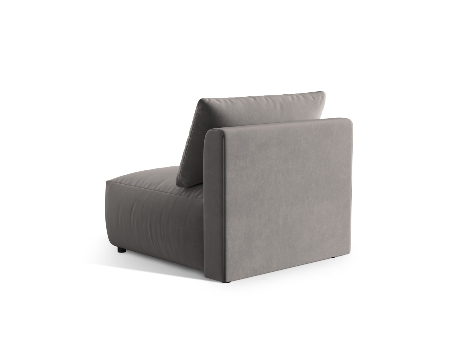 Stylischer Chris Velour Modul Armless 1 Sitzer in edlem Grau, perfekt für kreative Raumgestaltungen und gemütliche Sitzgelegenheiten.