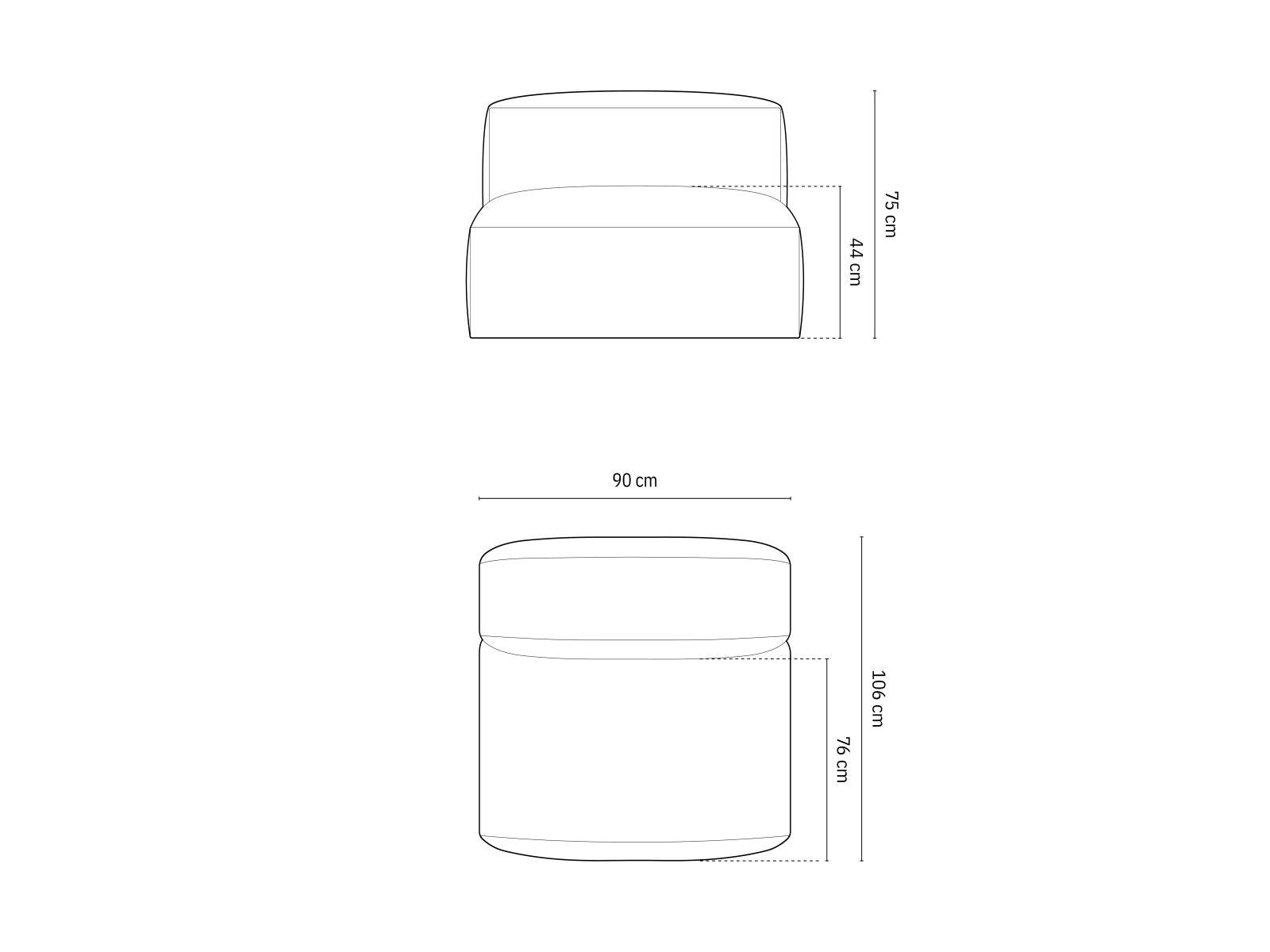 Eleganter Martina Modul Armless 1 Sitzer in modernem Grau, ideal für flexible Raumgestaltungen und stilvolle Inneneinrichtungen.
