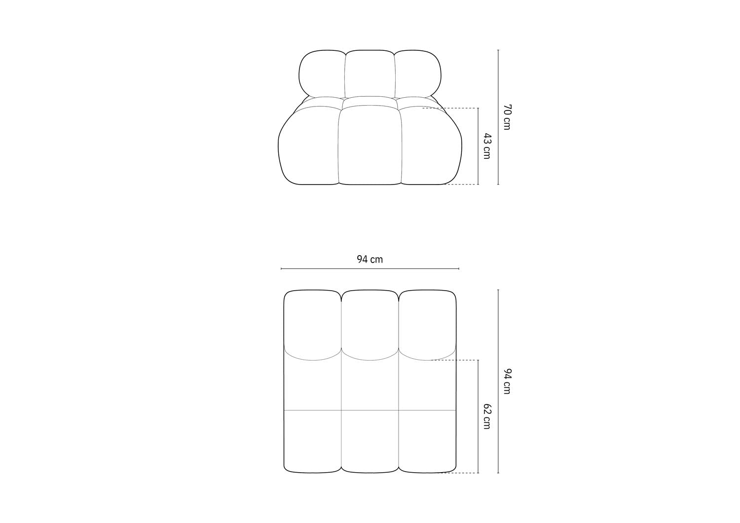 Eleganter Bellis Modul Armless 1 Sitzer in warmen Erdtönen, ideal für kreative Raumlösungen und zeitgemäße Einrichtung von Micadoni.