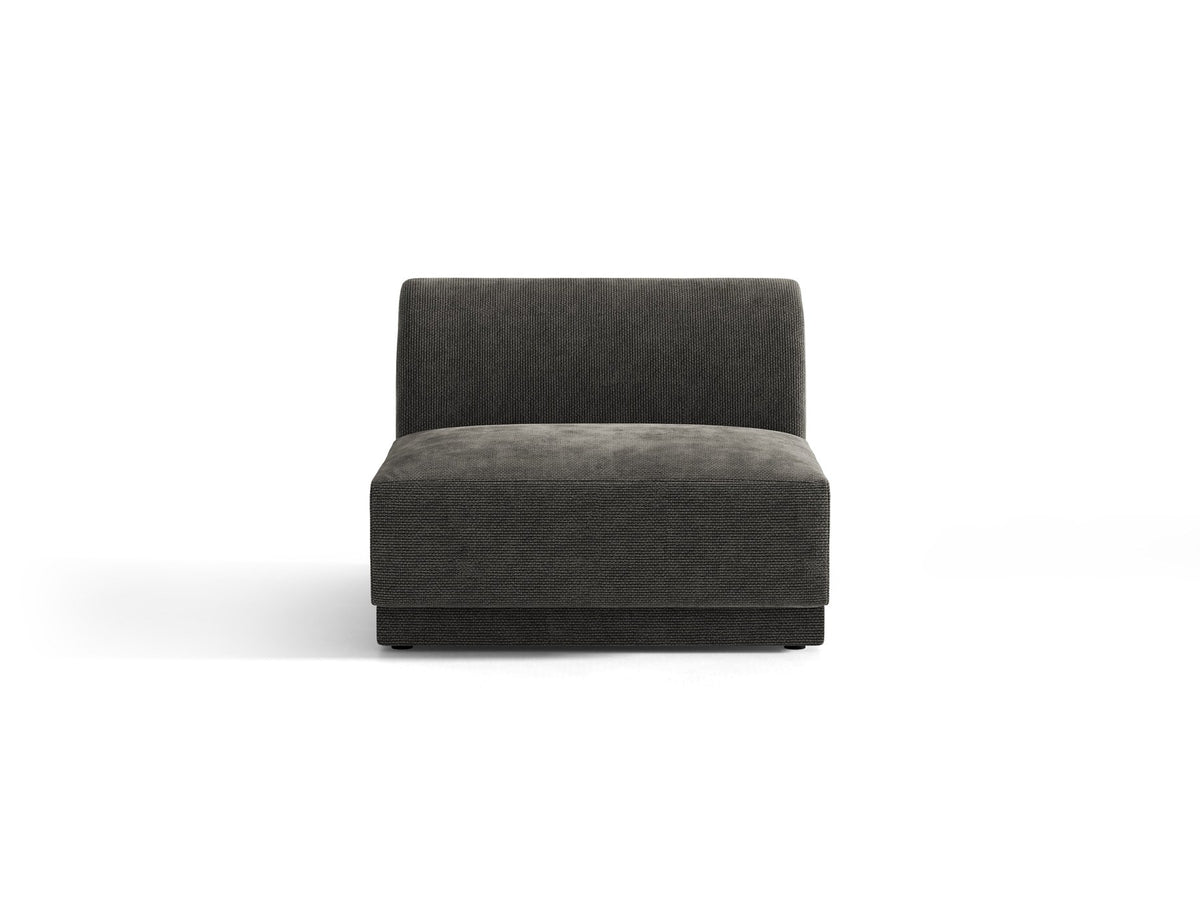 Einsitzer-Modul des Miley Sofas von Micadoni in Dunkelbeige, bezogen mit samtartigem Bluvel-Stoff, mit schwarzen Kunststofffüssen.