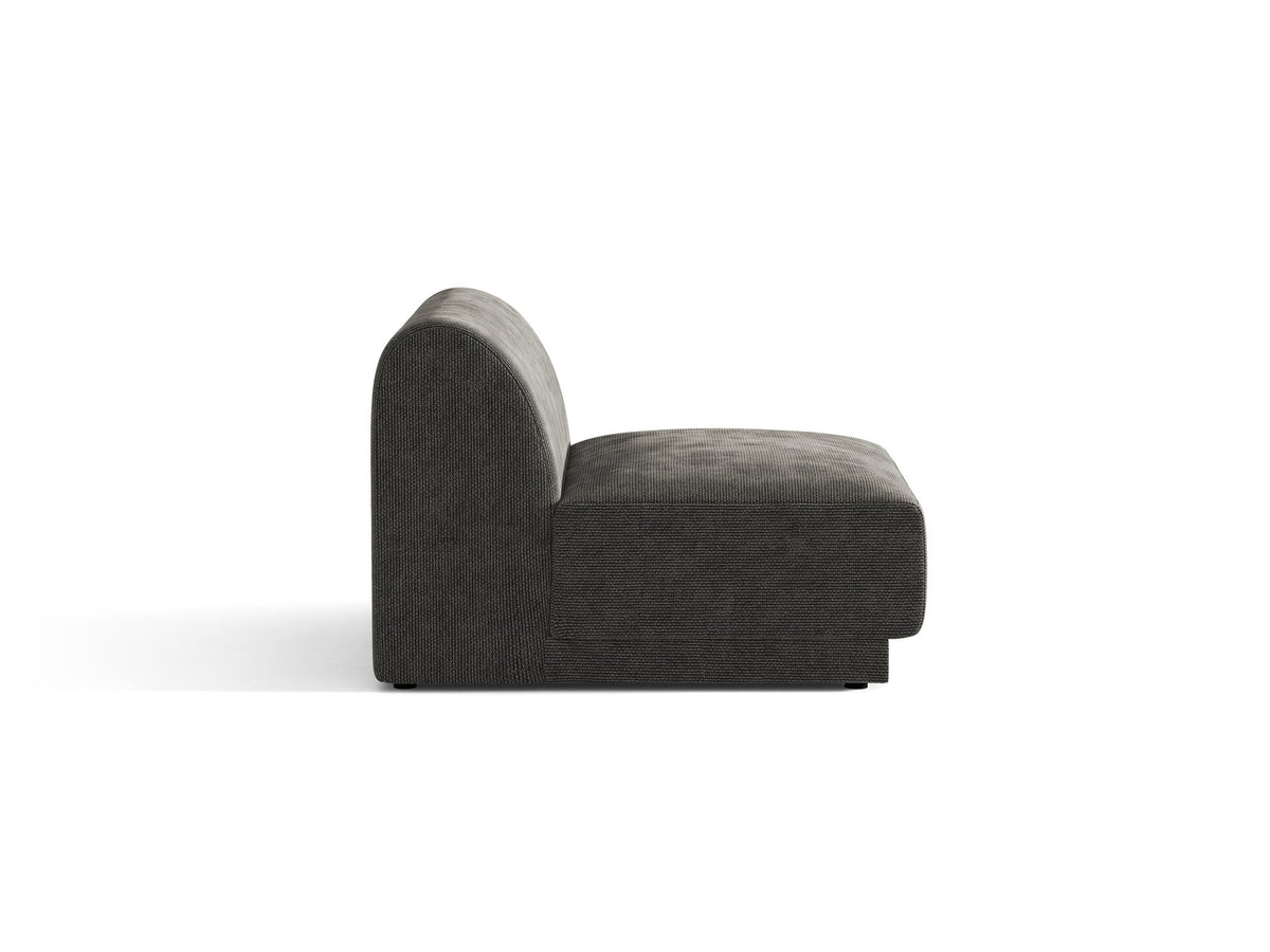 Einsitzer-Modul des Miley Sofas von Micadoni in Dunkelbeige, bezogen mit samtartigem Bluvel-Stoff, mit schwarzen Kunststofffüssen.