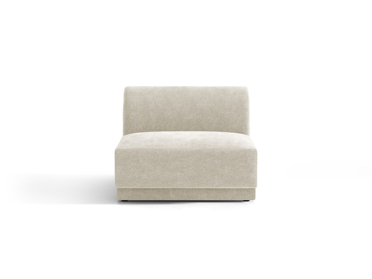 Einsitzer-Modul des Miley Sofas von Micadoni in Dunkelbeige, bezogen mit samtartigem Bluvel-Stoff, mit schwarzen Kunststofffüssen.