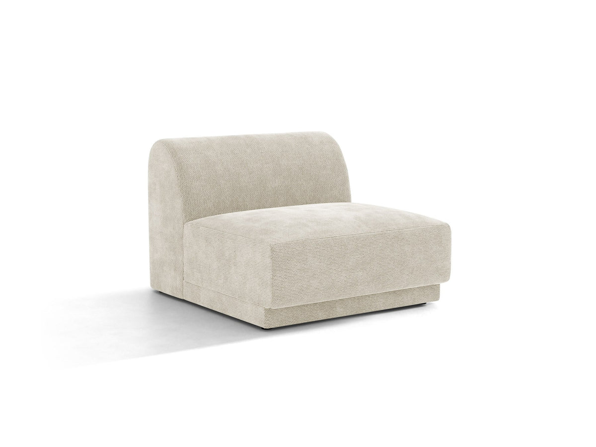 Einsitzer-Modul des Miley Sofas von Micadoni in Dunkelbeige, bezogen mit samtartigem Bluvel-Stoff, mit schwarzen Kunststofffüssen.