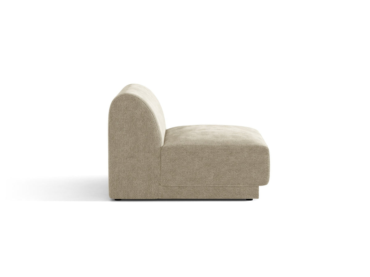 Einsitzer-Modul des Miley Sofas von Micadoni in Dunkelbeige, bezogen mit samtartigem Bluvel-Stoff, mit schwarzen Kunststofffüssen.