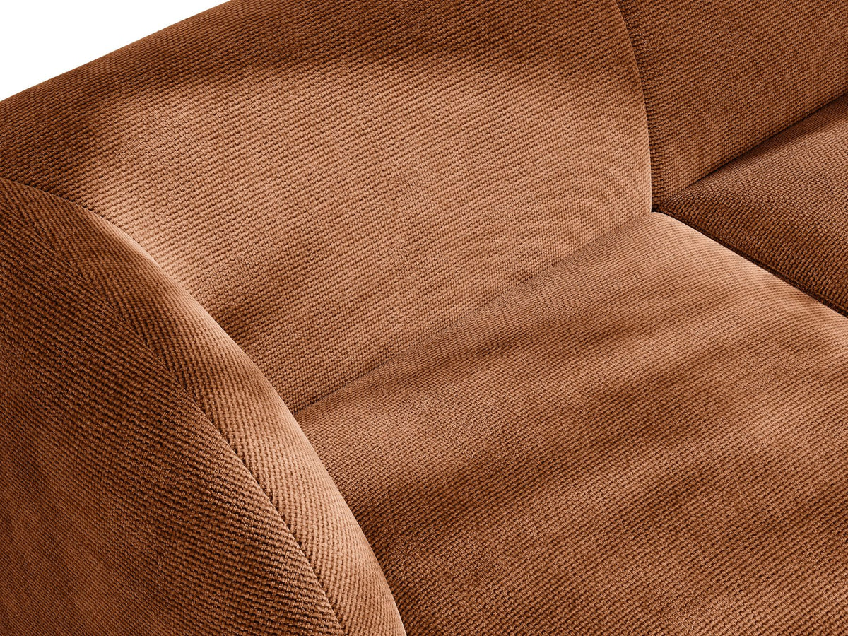 Einsitzer-Modul des Miley Sofas von Micadoni in Dunkelbeige, bezogen mit samtartigem Bluvel-Stoff, mit schwarzen Kunststofffüssen.