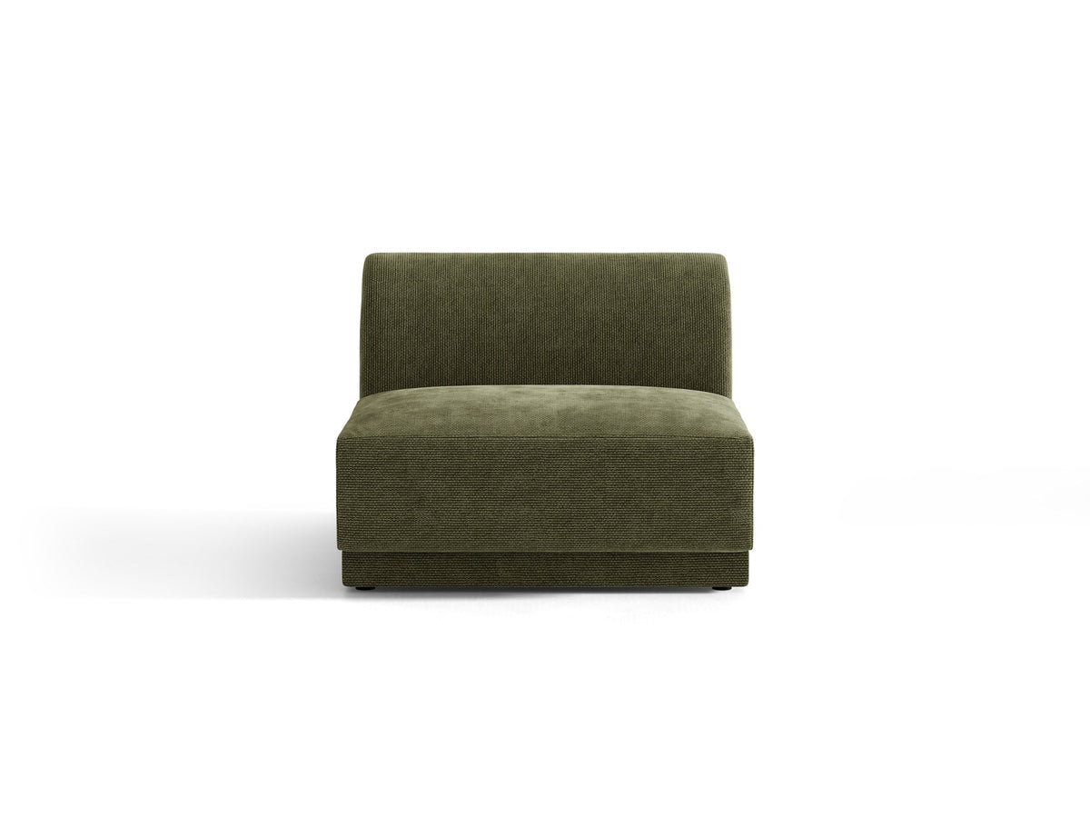 Einsitzer-Modul des Miley Sofas von Micadoni in Dunkelbeige, bezogen mit samtartigem Bluvel-Stoff, mit schwarzen Kunststofffüssen.