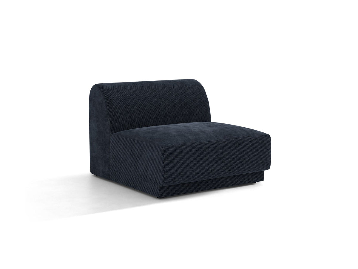 Einsitzer-Modul des Miley Sofas von Micadoni in Dunkelbeige, bezogen mit samtartigem Bluvel-Stoff, mit schwarzen Kunststofffüssen.