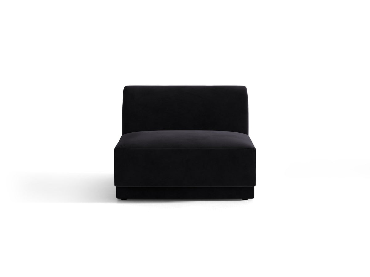 Einsitzer-Modul des Miley Sofas von Micadoni in Dunkelbeige, bezogen mit samtartigem Bluvel-Stoff, mit schwarzen Kunststofffüssen.