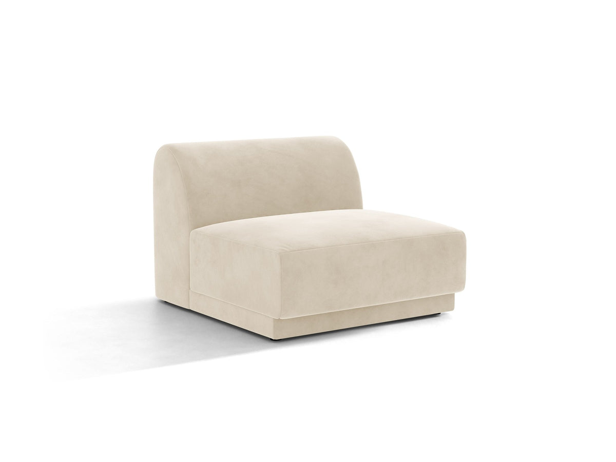 Einsitzer-Modul des Miley Sofas von Micadoni in Dunkelbeige, bezogen mit samtartigem Bluvel-Stoff, mit schwarzen Kunststofffüssen.