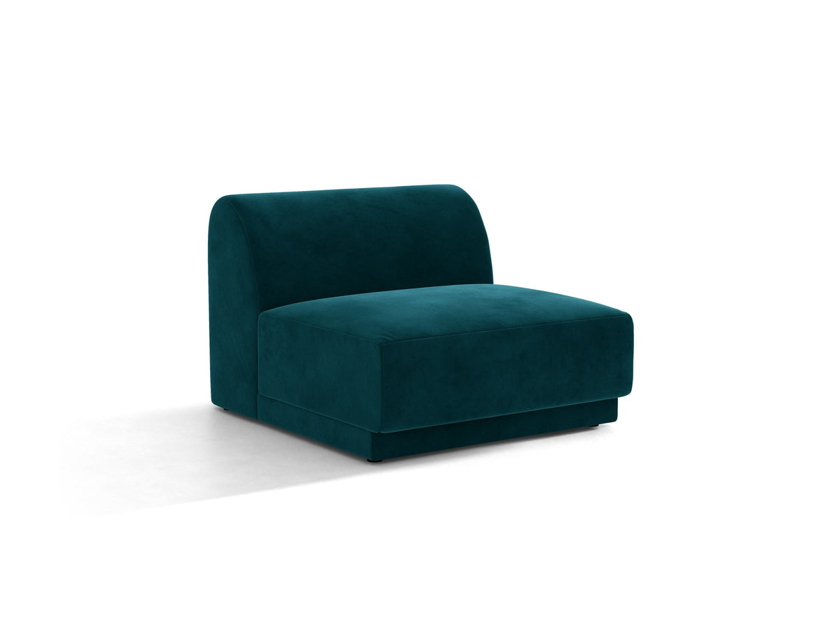 Einsitzer-Modul des Miley Sofas von Micadoni in Dunkelbeige, bezogen mit samtartigem Bluvel-Stoff, mit schwarzen Kunststofffüssen.