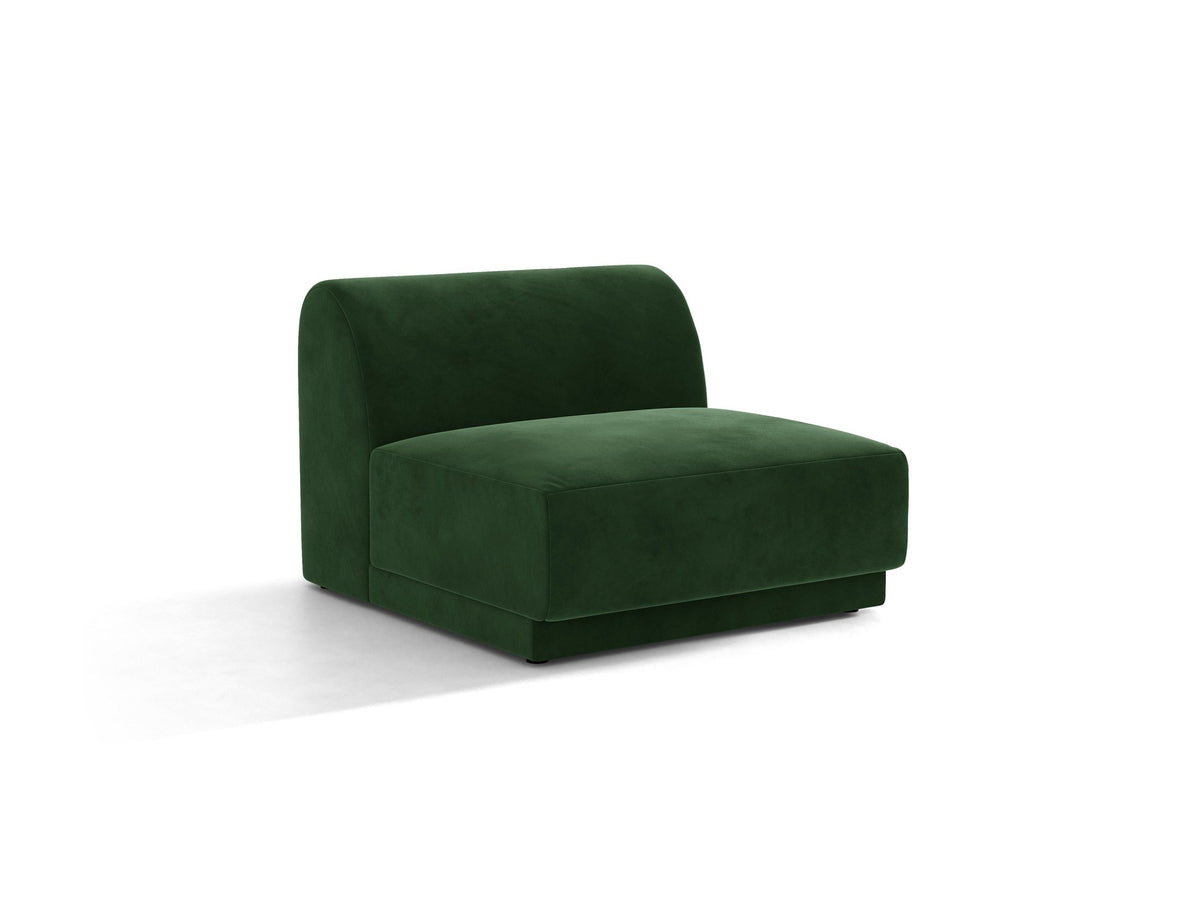 Einsitzer-Modul des Miley Sofas von Micadoni in Dunkelbeige, bezogen mit samtartigem Bluvel-Stoff, mit schwarzen Kunststofffüssen.