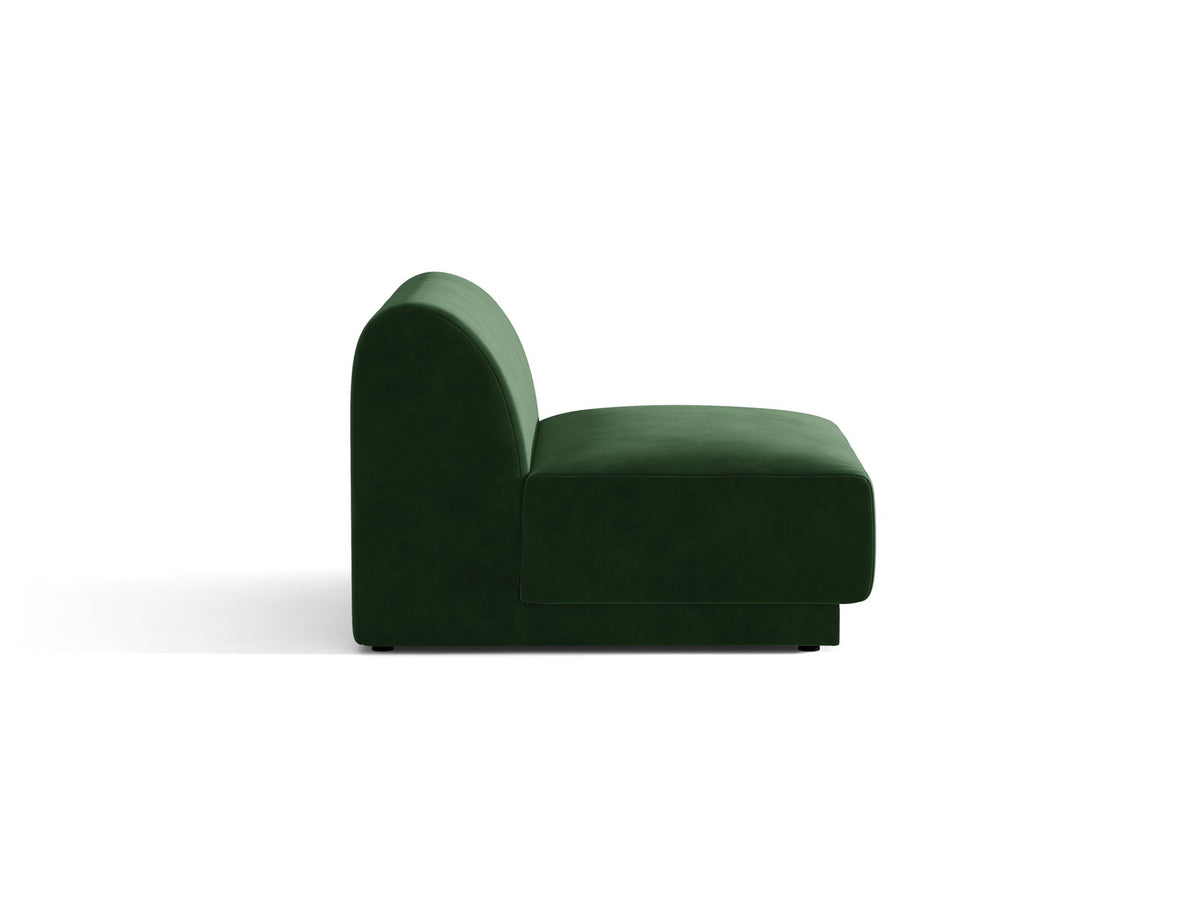 Einsitzer-Modul des Miley Sofas von Micadoni in Dunkelbeige, bezogen mit samtartigem Bluvel-Stoff, mit schwarzen Kunststofffüssen.
