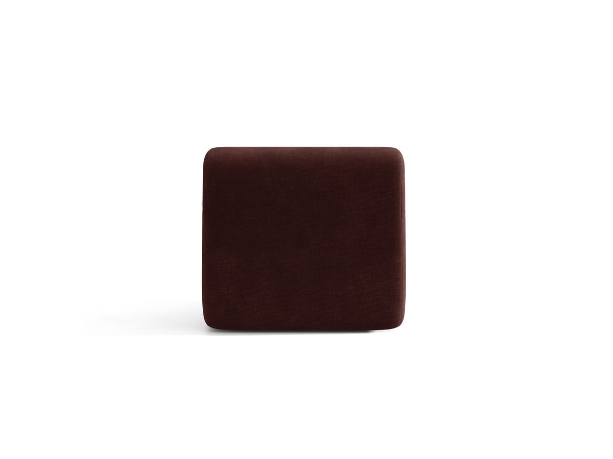 Armloses Samtmodul-Sofaelement Neo von Micadoni in dunklem Olivgrün, mit schwarzen Kunststoffbeinen, Teil eines modularen Sofasystems.