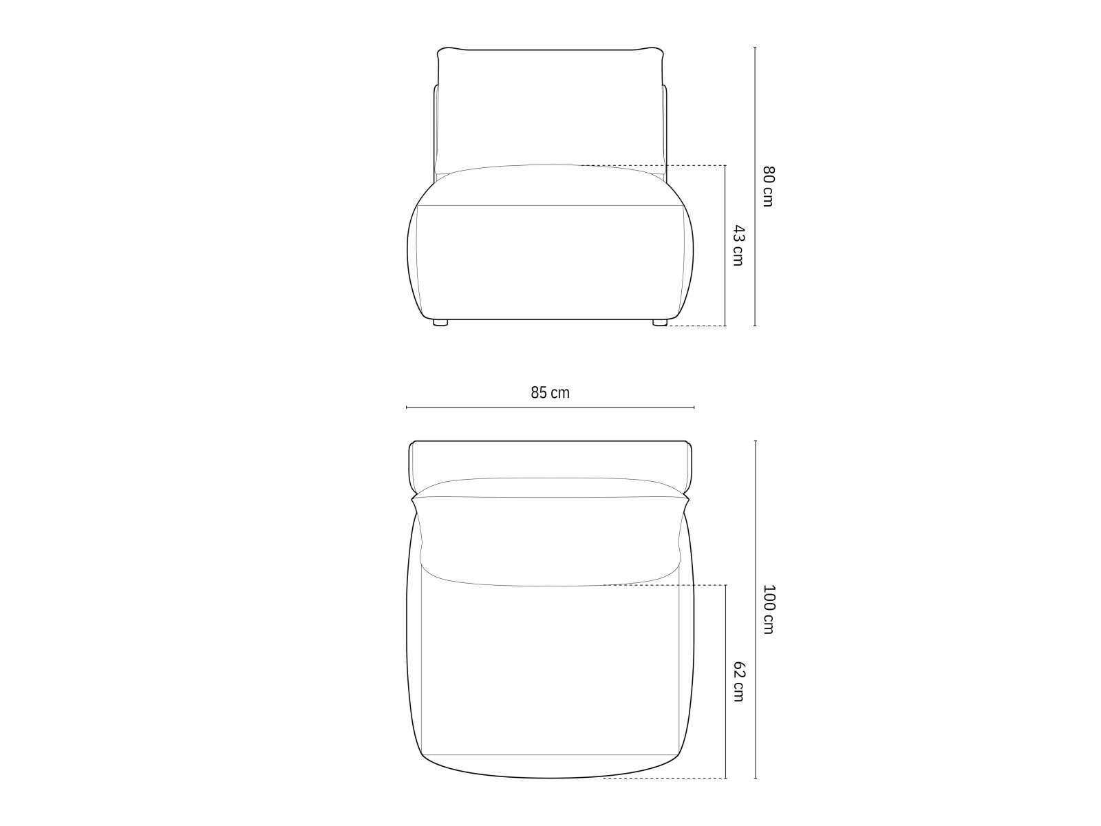 Stylischer Chris Modul Armless 1 Sitzer, perfekt für flexible Wohnräume, vereint modernes Design mit hohem Sitzkomfort.