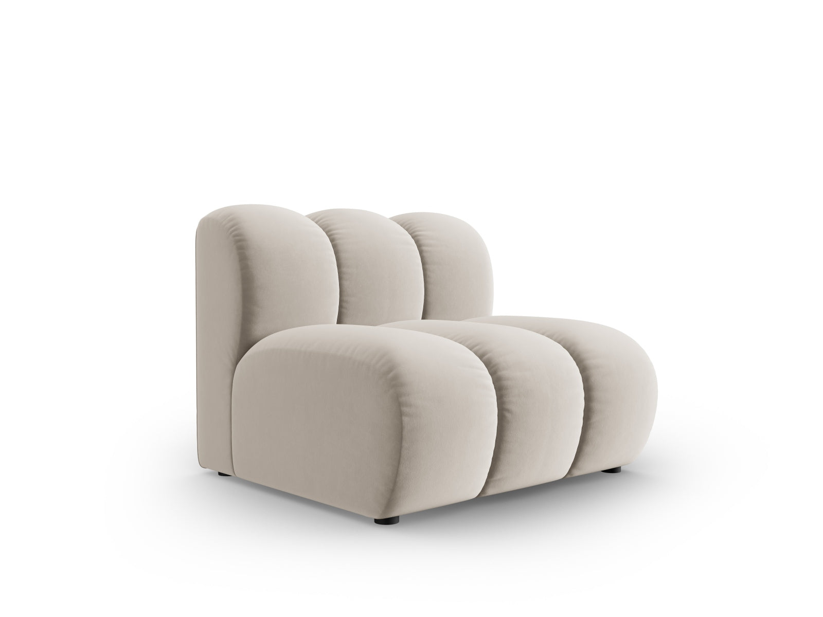 Beige Velour Modul Armless 1 Sitzer von Micadoni, stilvolles und flexibles Sofa-Element für individuelles Wohndesign.