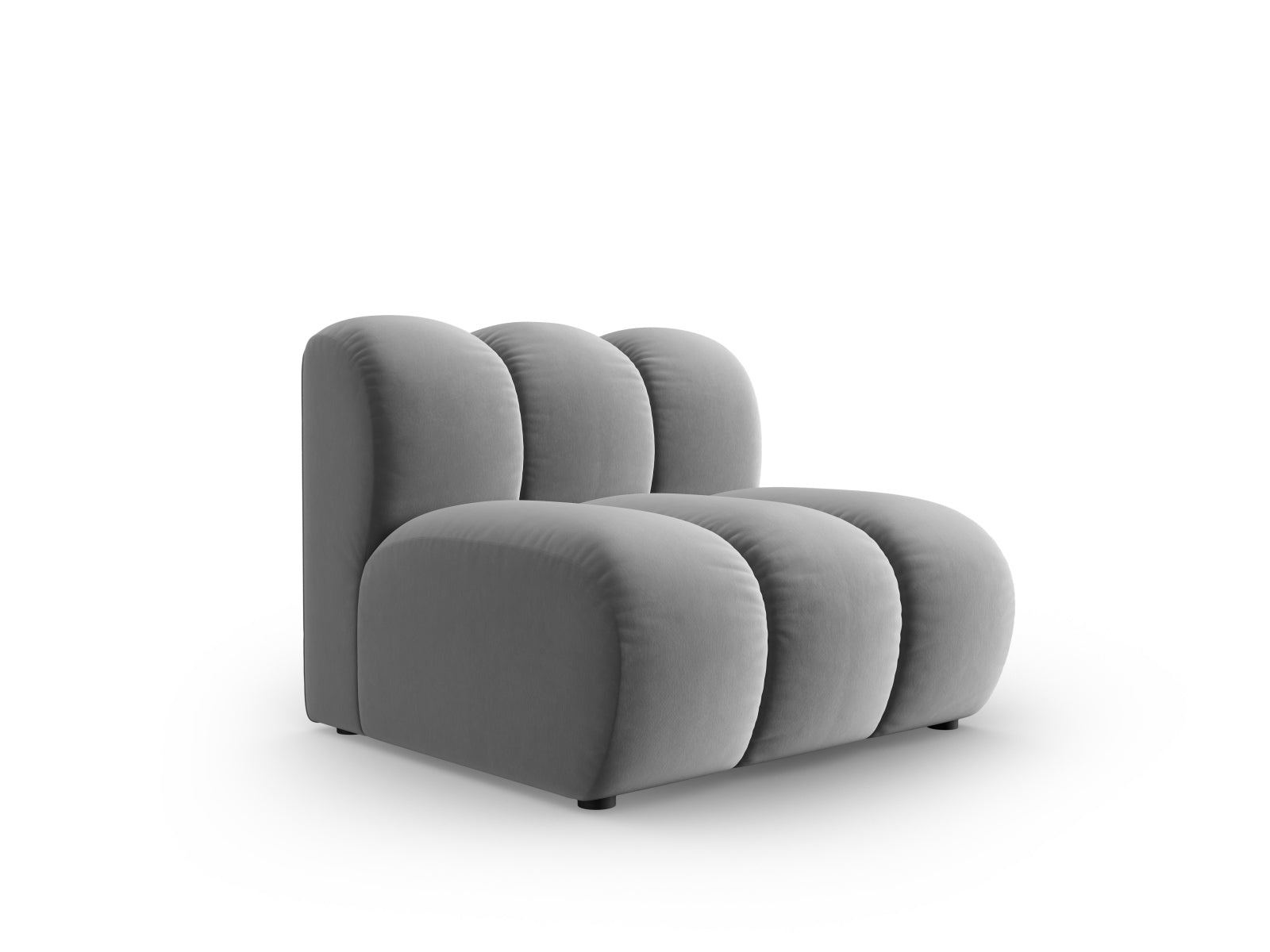 Eleganter Lupine Velour Modul Armless 1 Sitzer in stilvollem Grau, ideal für moderne Wohnräume und vielseitige Sofa-Kombinationen.