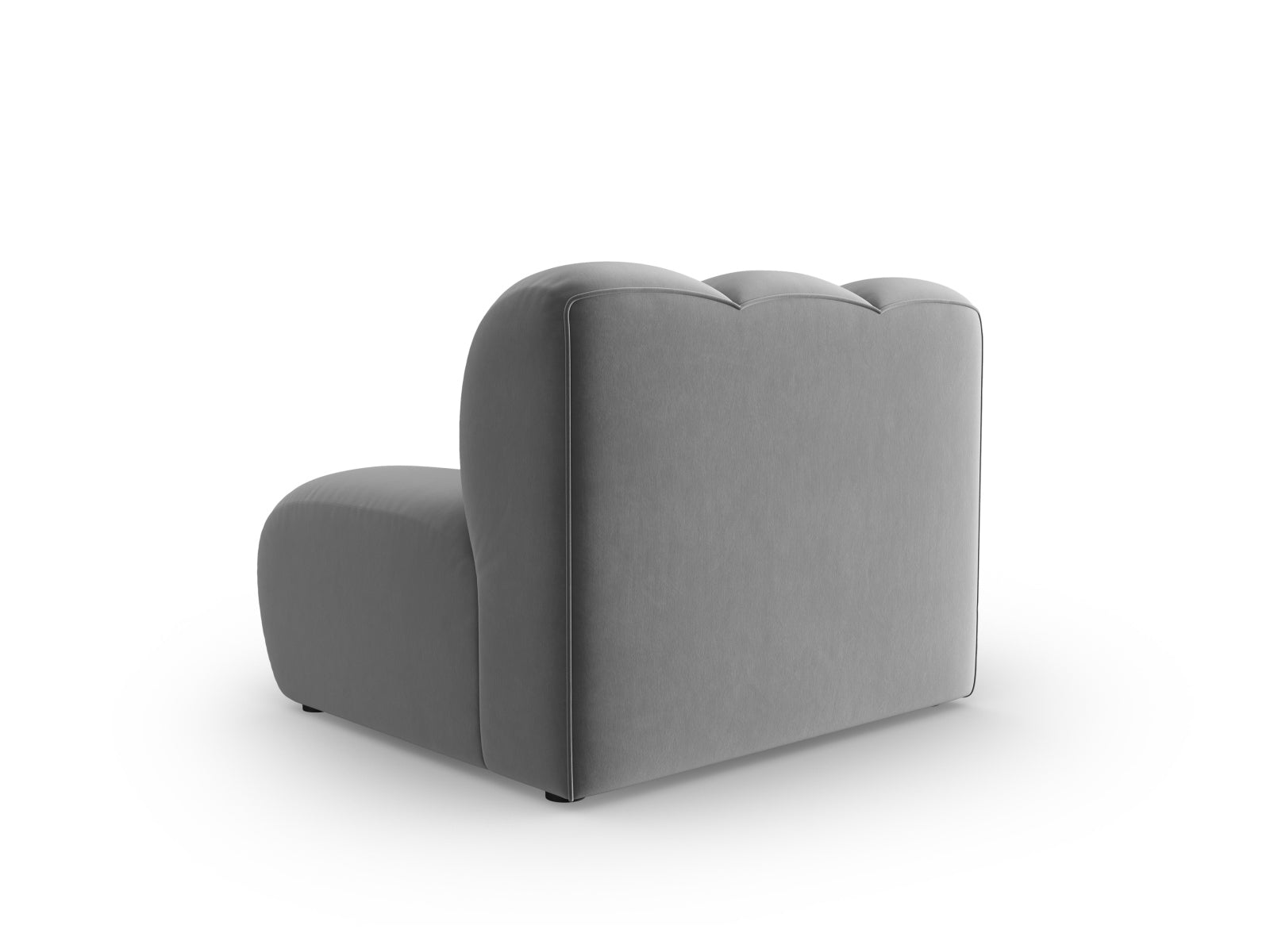 Stylischer Lupine Velour Modul Armless 1 Sitzer in edlem Grau, perfekt für kreative Raumgestaltungen und individuelle Sofalösungen.