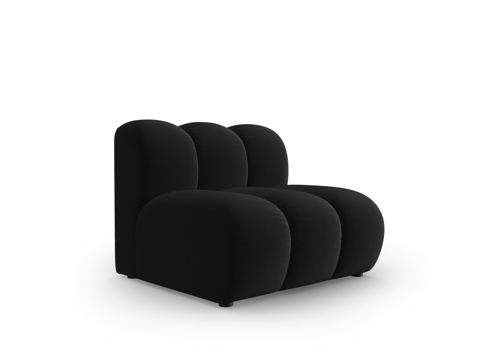 Eleganter Lupine Velour Modul Armless 1 Sitzer in stilvollem Schwarz, ideal für moderne Wohnräume und vielseitige Sofa-Kombinationen.