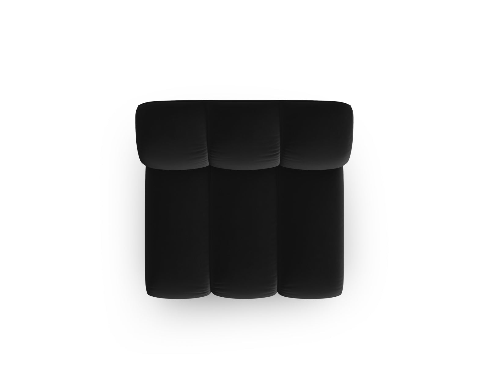 Eleganter schwarzer Velours-Sessel ohne Armlehnen von Micadoni, ideal für stilvolle und flexible Wohnkonzepte.