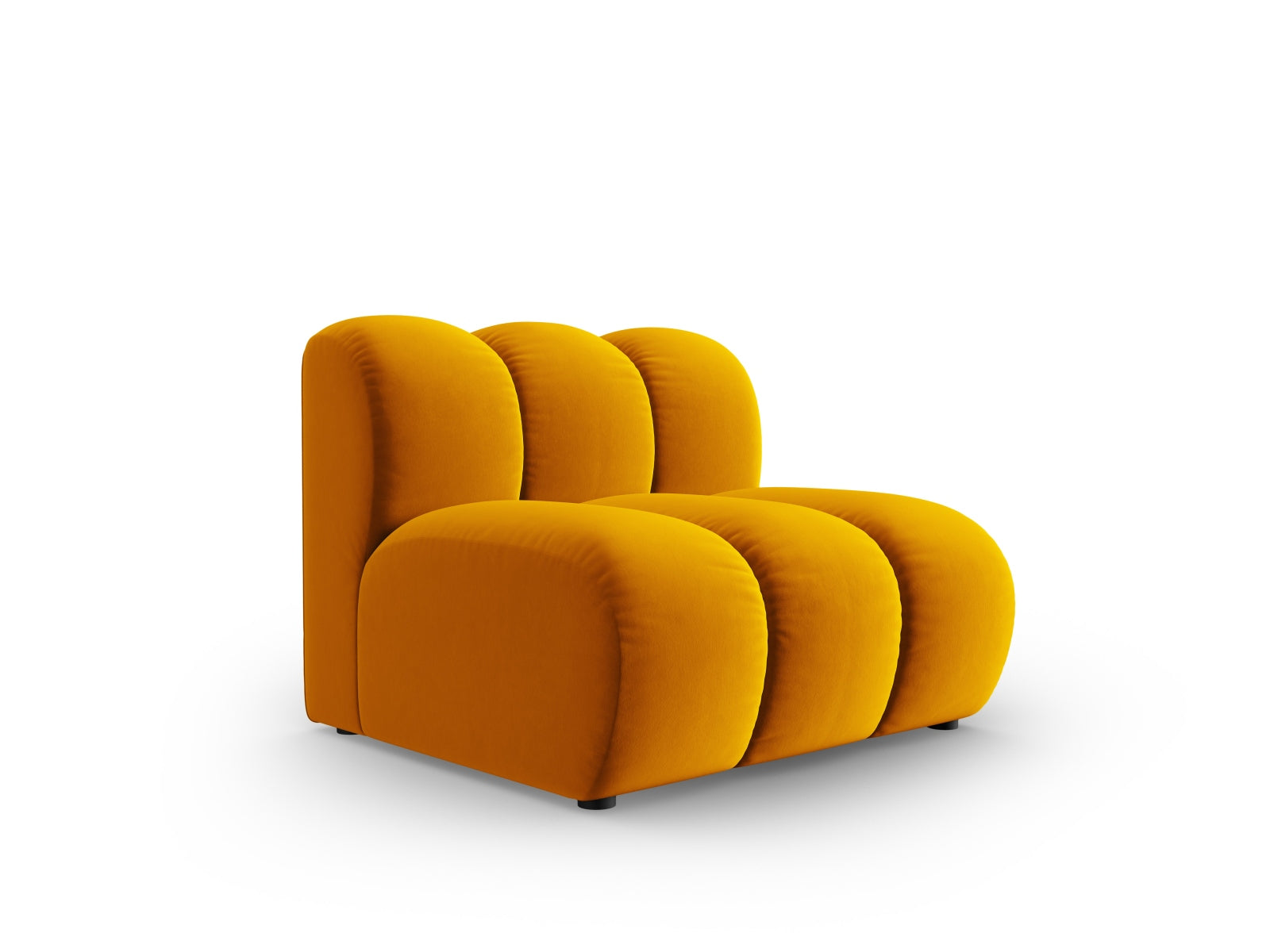 Eleganter Lupine Velour Modul Armless 1 Sitzer in strahlendem Gelb, ideal für stilvolle Wohnräume und flexible Sitzlösungen.