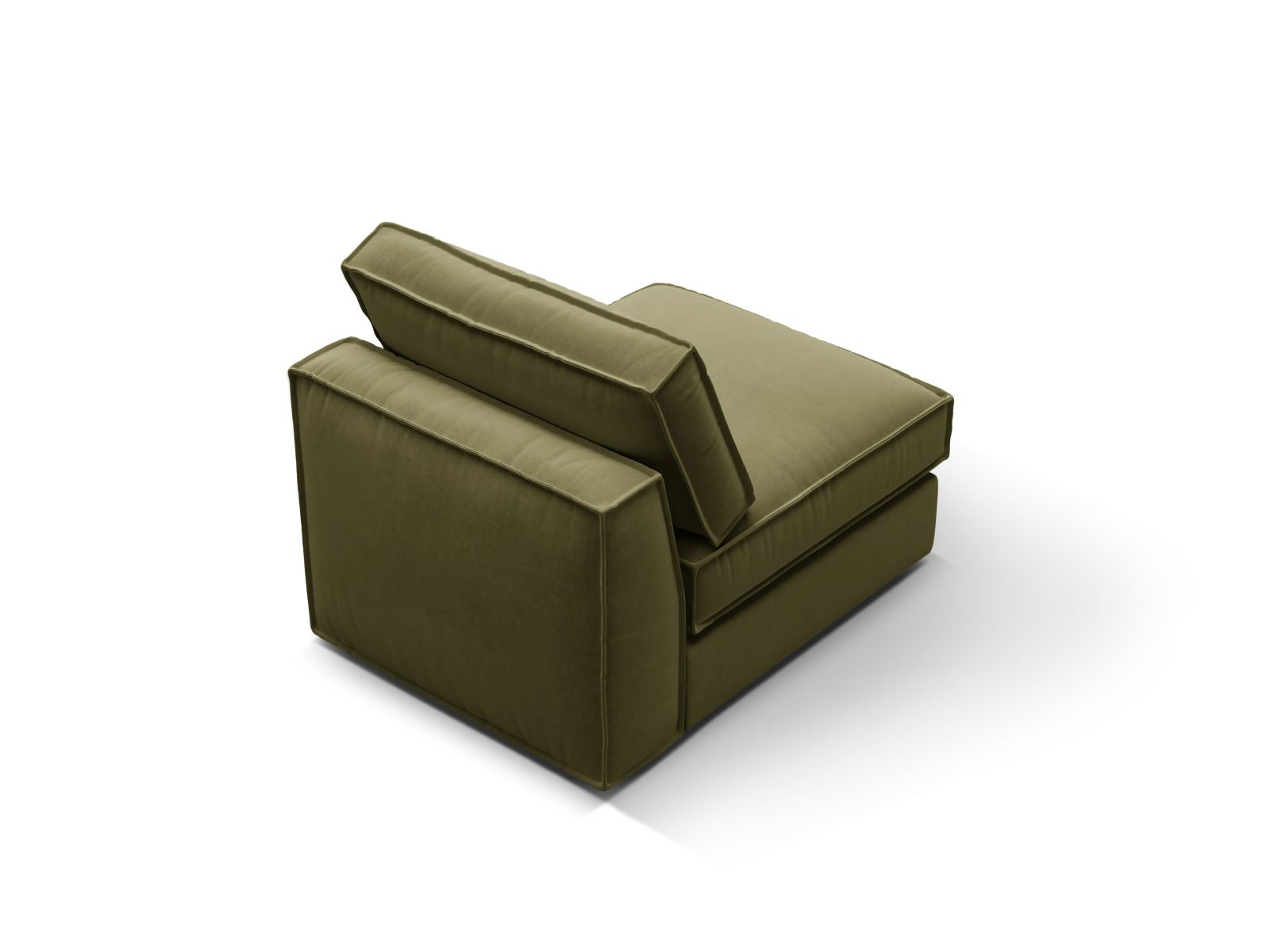 Elegantes 1-Sitzer Modul ohne Armlehnen in modernem Grünton, ideal für flexible und individuelle Sofa-Layouts in modernen Wohnräumen.