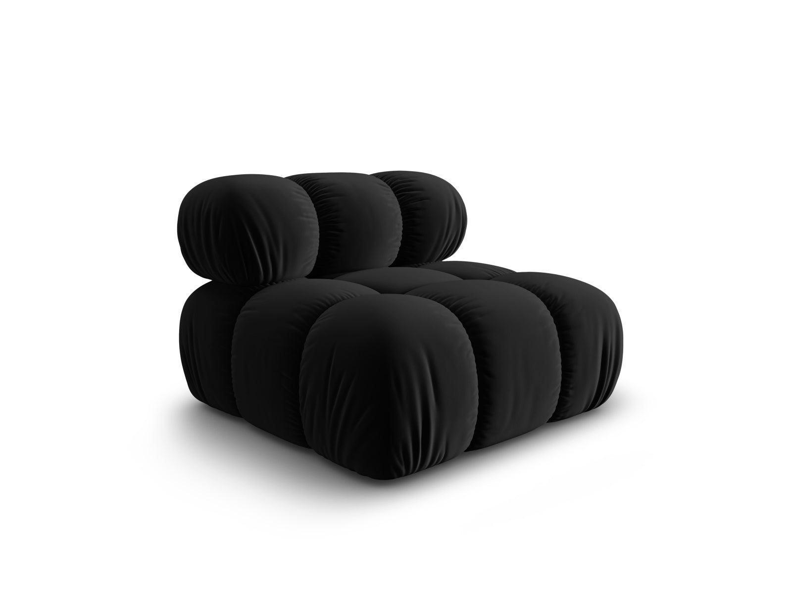 Stylischer Bellis Velour Modul Armless 1 Sitzer in edlem Schwarz-Bluvel, perfekt für kreative Wohnkonzepte und flexible Sitzlösungen.